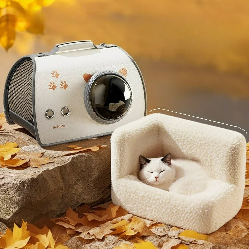 The "Arctic-Orbit" Stress-Relief Travel Backpack – Airline Approved Winter Insulated Space Capsule for Cats & Small Dogs by Petal Theory Store